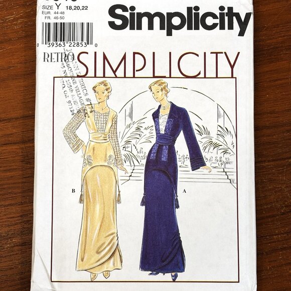 Simplicity Retro Pattern 8640 Sz 18-20 Edwardian Dress Drop Tunic NWT NOS - Picture 1 of 6
